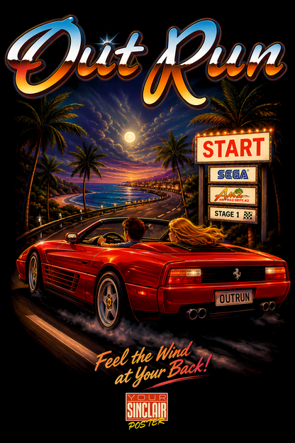 Out Runn – Games Retro Halftones 007 DTF transfer artwork
