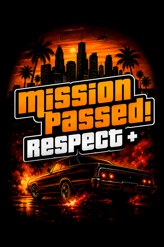 Mission Passed – Respect Plus – Games Retro Halftones 016 DTF transfer artwork