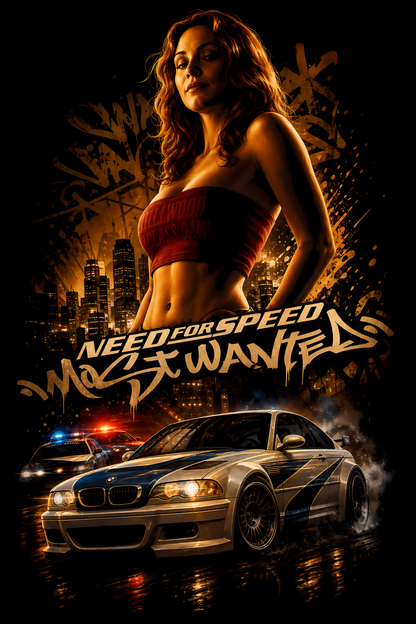 Need for Speedd – Most Wantedd – Games Retro Halftones 017 DTF transfer artwork