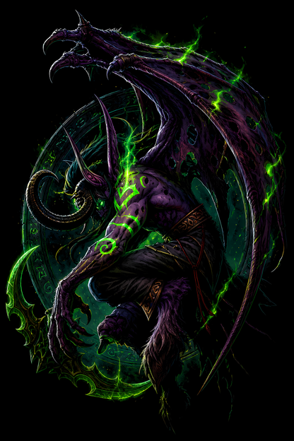 World of Warcraftt – Illidann – Games Retro Halftones 023 DTF transfer artwork