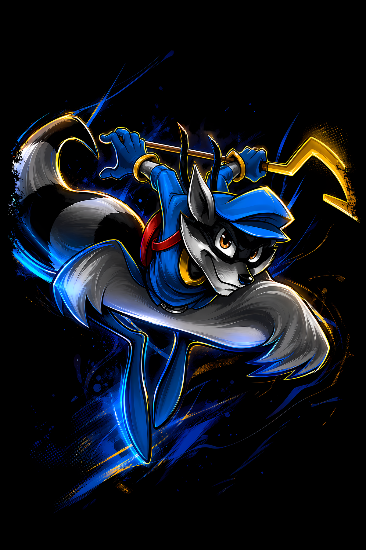 Sly Cooperr – Action Pose – Games Retro Halftones 025 DTF transfer artwork