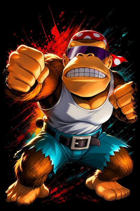 Donkey Kongg – Funky Kongg – Games Retro Halftones 027 DTF transfer artwork