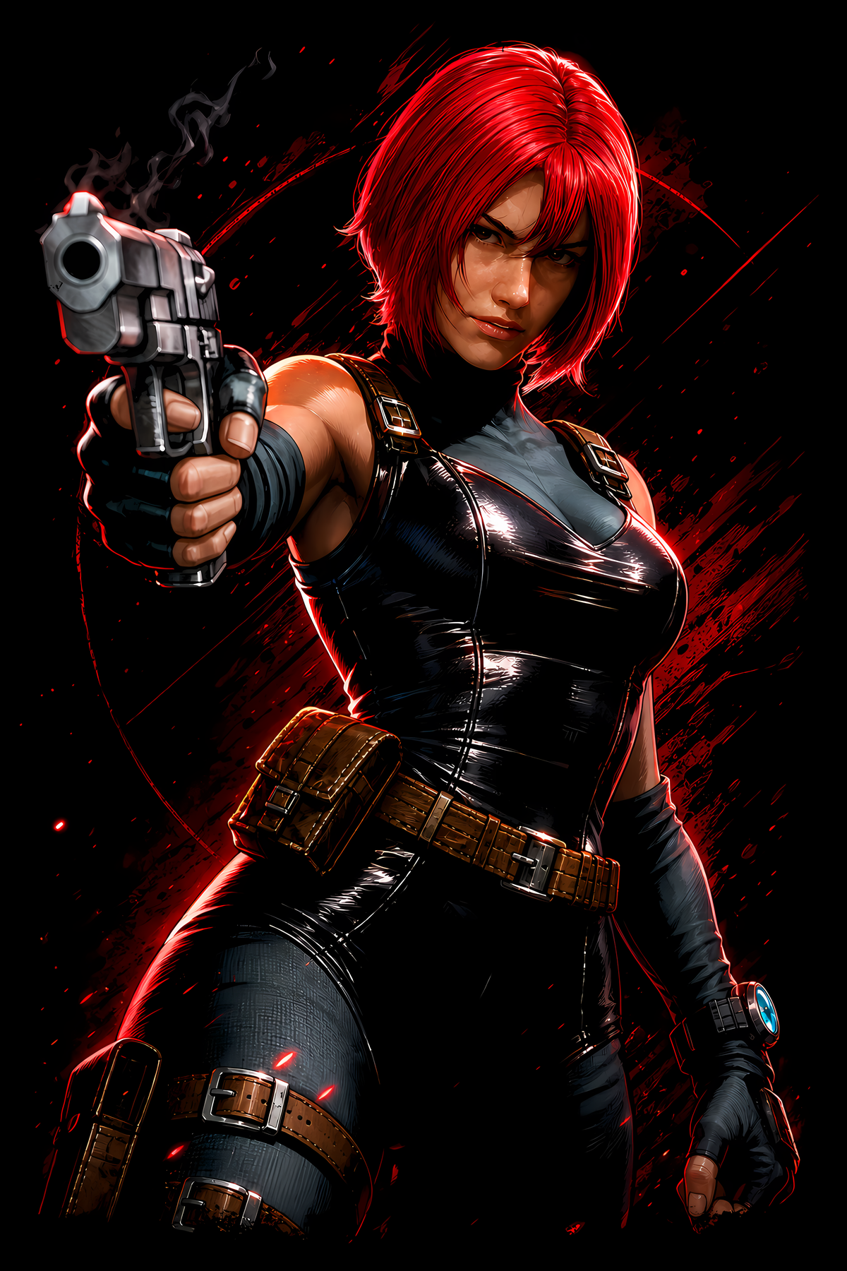 Dino Crisiss – Reginaa Action Pose – Games Retro Halftones 028 DTF transfer artwork