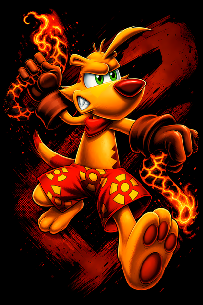 Tyy the Tasmanian Tigerr – Games Retro Halftones 029 DTF transfer artwork