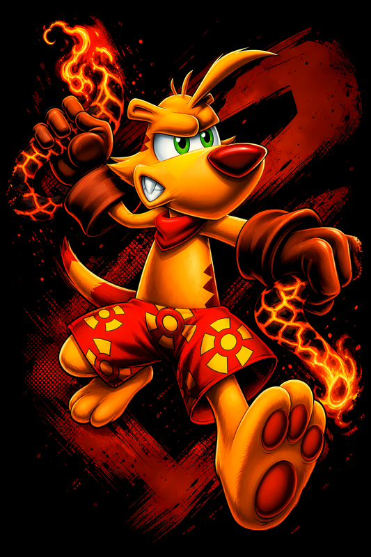 Tyy the Tasmanian Tigerr – Games Retro Halftones 029 DTF transfer artwork