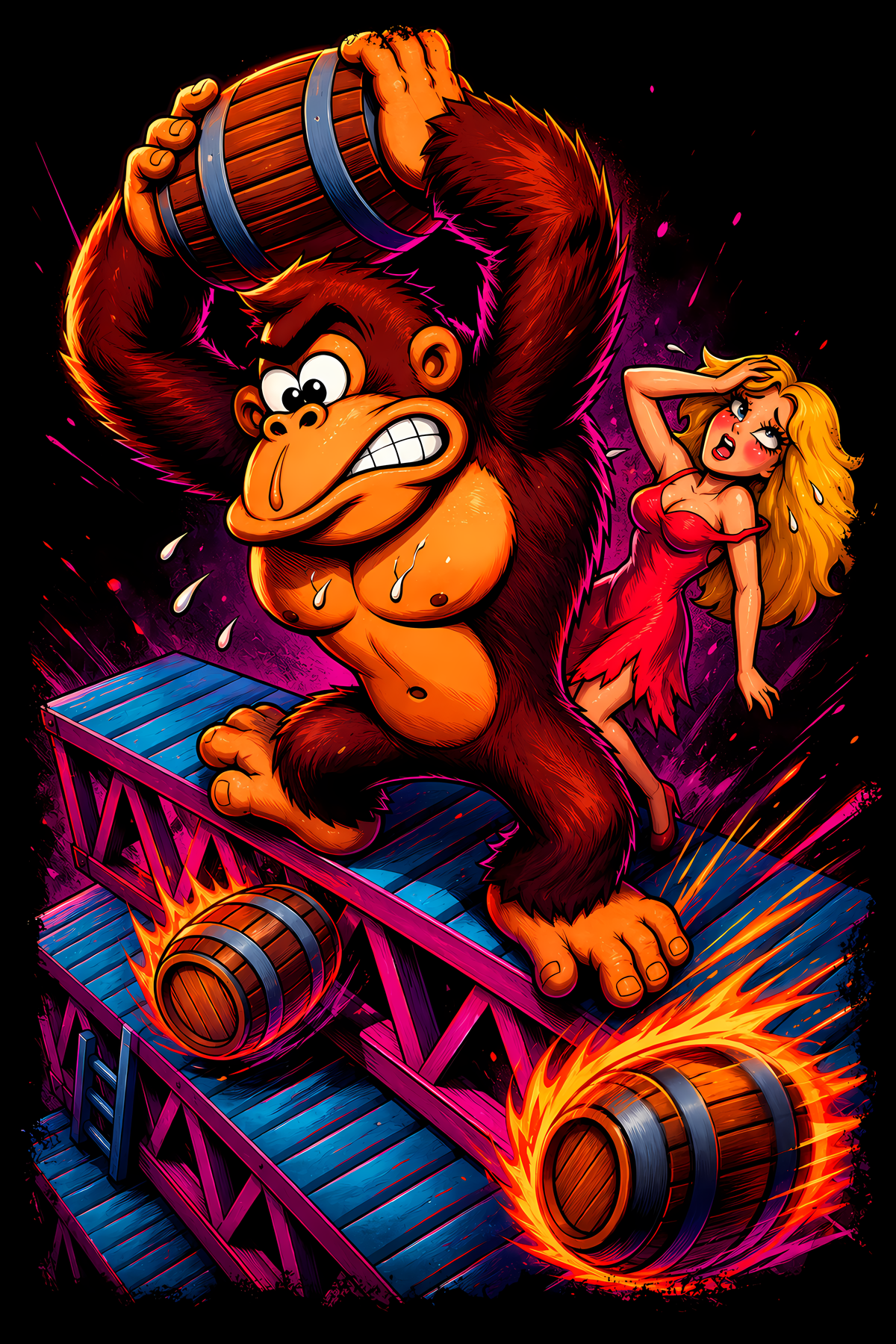Donkey Kongg – Barrel Battle – Games Retro Halftones 031 DTF transfer artwork