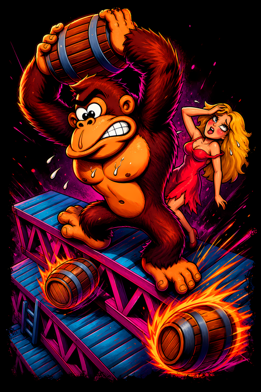 Donkey Kongg – Barrel Battle – Games Retro Halftones 031 DTF transfer artwork
