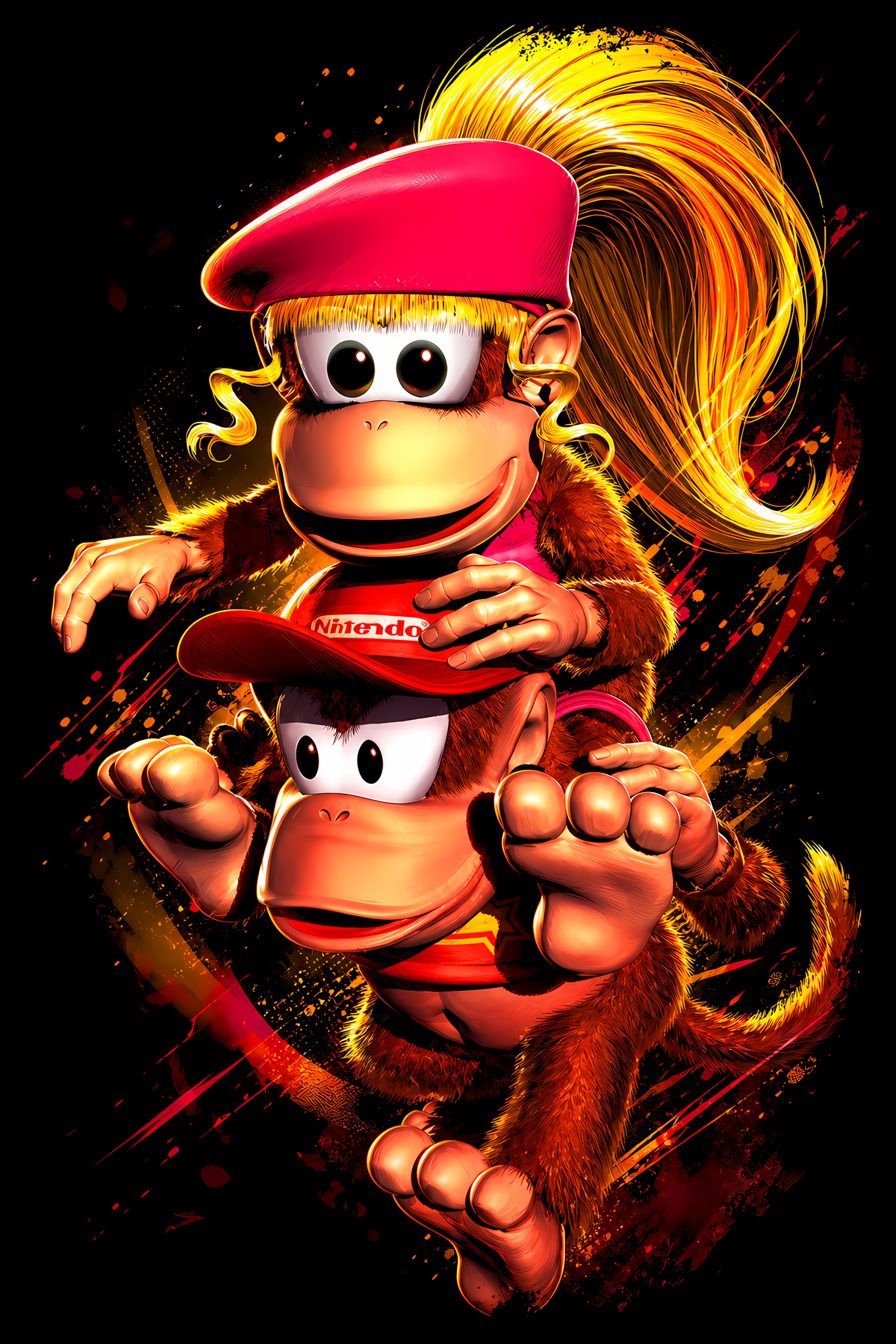 Donkey Kongg – Diddyy & Dixiee – Games Retro Halftones 032 DTF transfer artwork