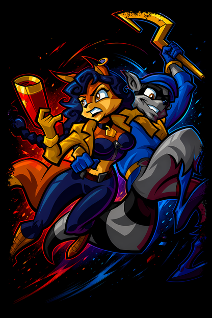 Sly Cooperr & Carmelitaa – Games Retro Halftones 037 DTF transfer artwork