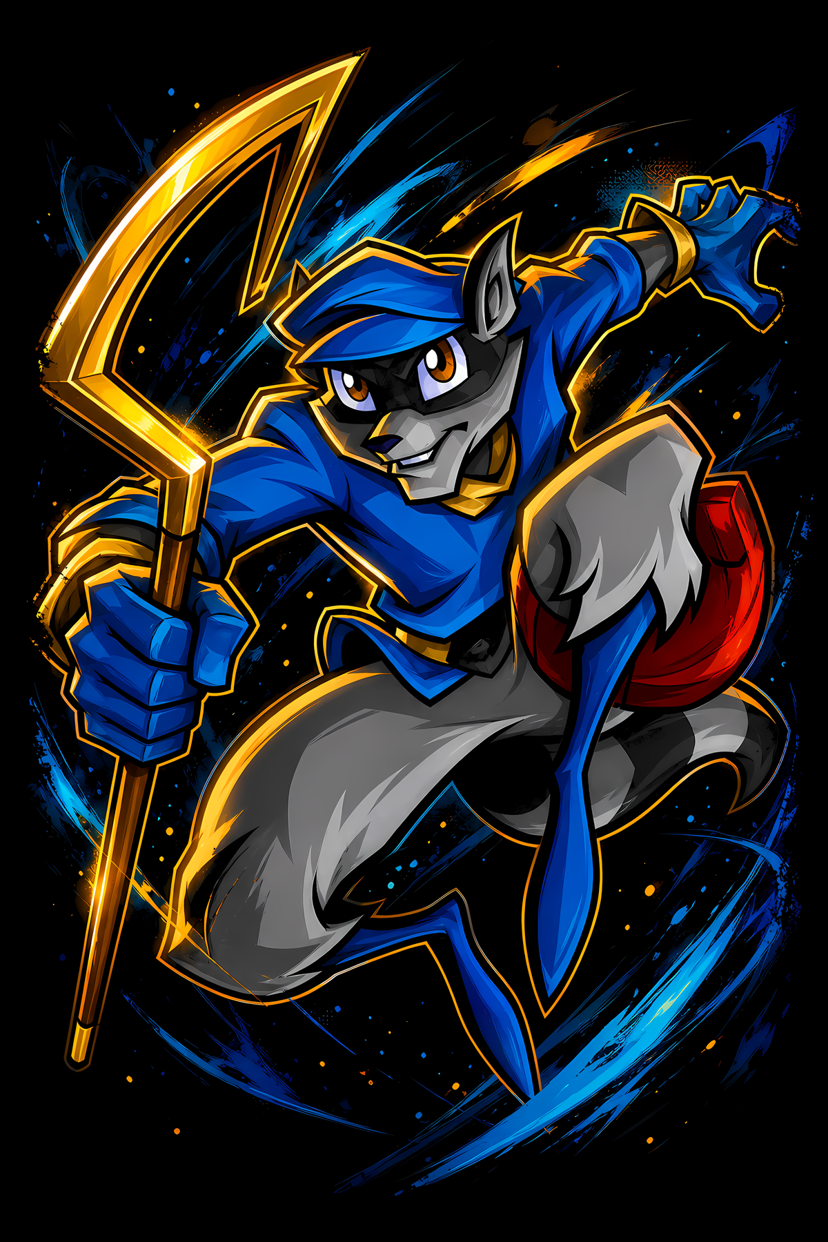 Sly Cooperr – Golden Cane – Games Retro Halftones 038 DTF transfer artwork