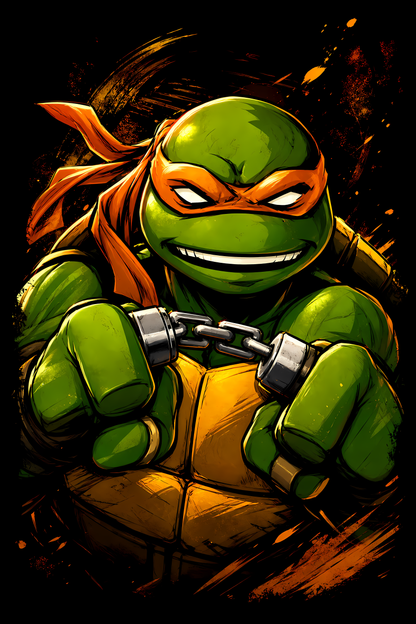 Ninja Turtless – Michelangeloo – Games Retro Halftones 042 DTF transfer artwork