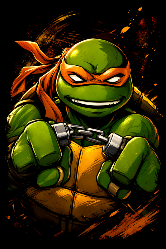 Ninja Turtless – Michelangeloo – Games Retro Halftones 042 DTF transfer artwork