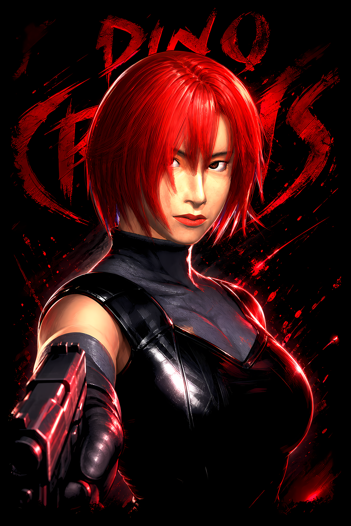 Dino Crisiss – Reginaa Portrait – Games Retro Halftones 044 DTF transfer artwork