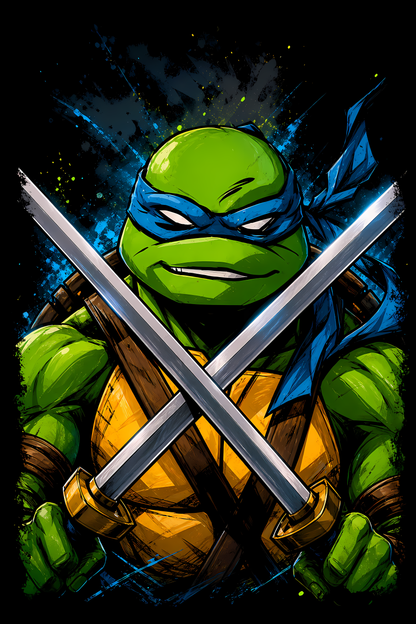Ninja Turtless – Leonardoo – Games Retro Halftones 049 DTF transfer artwork