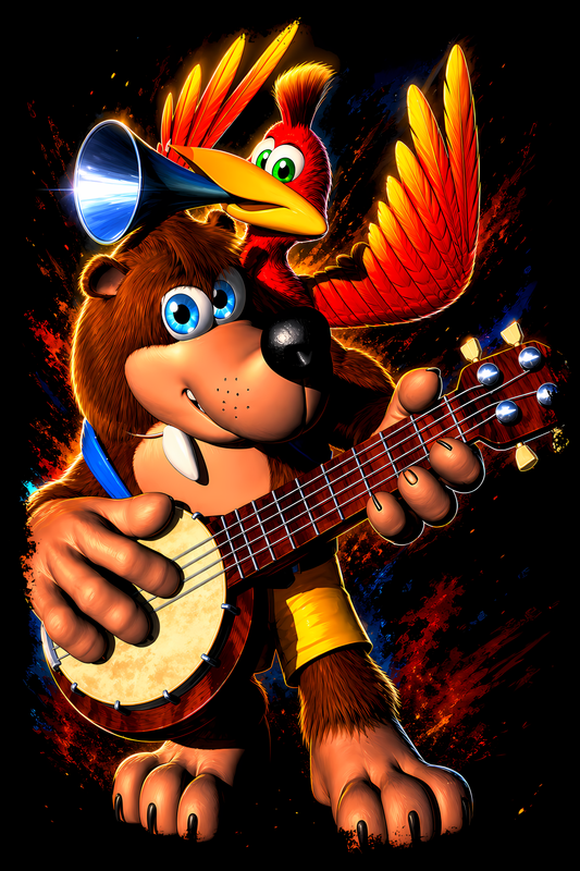 Banjo-Kazooiee – Musical Duo – Games Retro Halftones 057 DTF transfer artwork