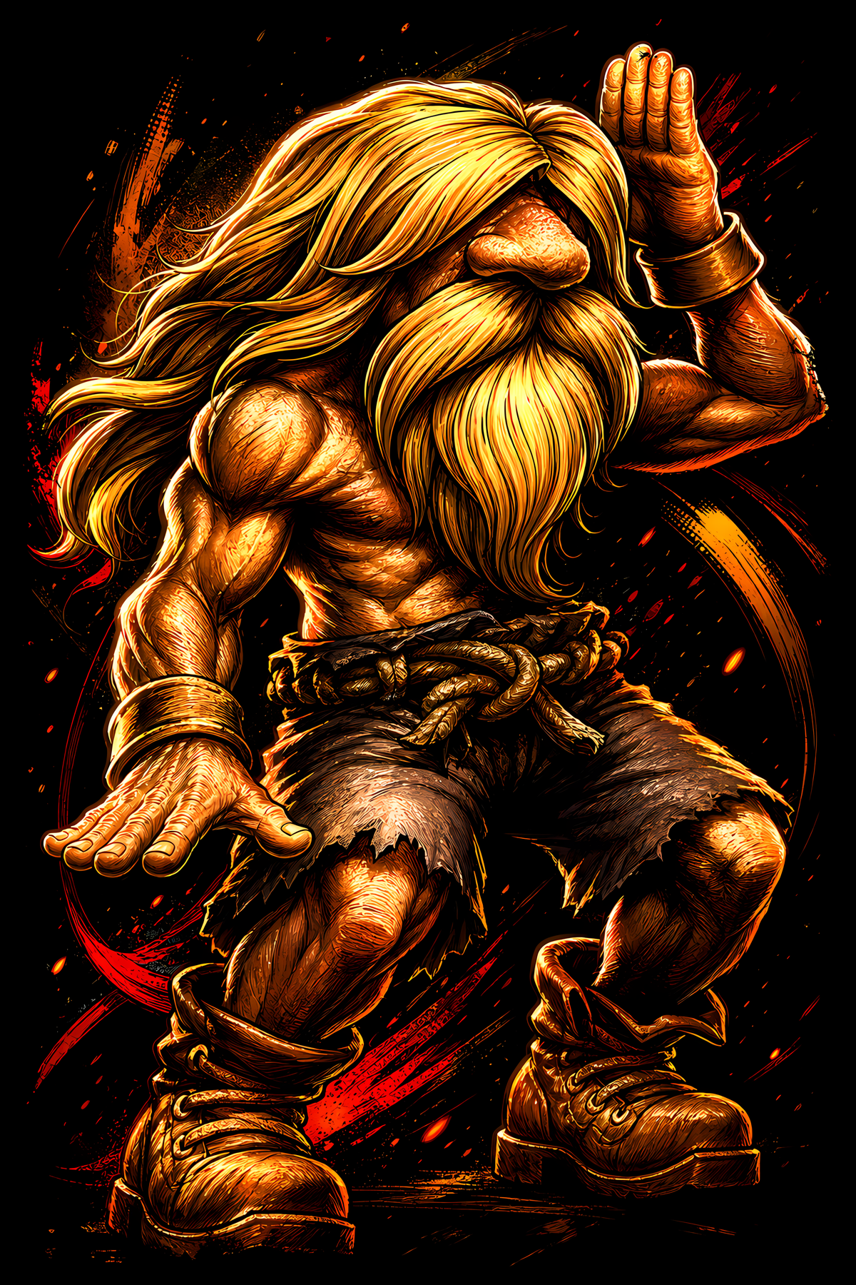 Retro Dwarf Warrior – Games Retro Halftones 059 DTF transfer artwork