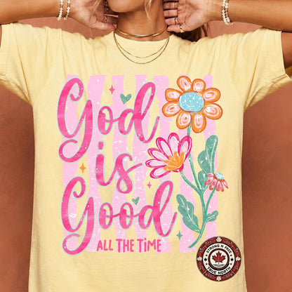 God Is Good All the Time DTF transfer tote bag preview