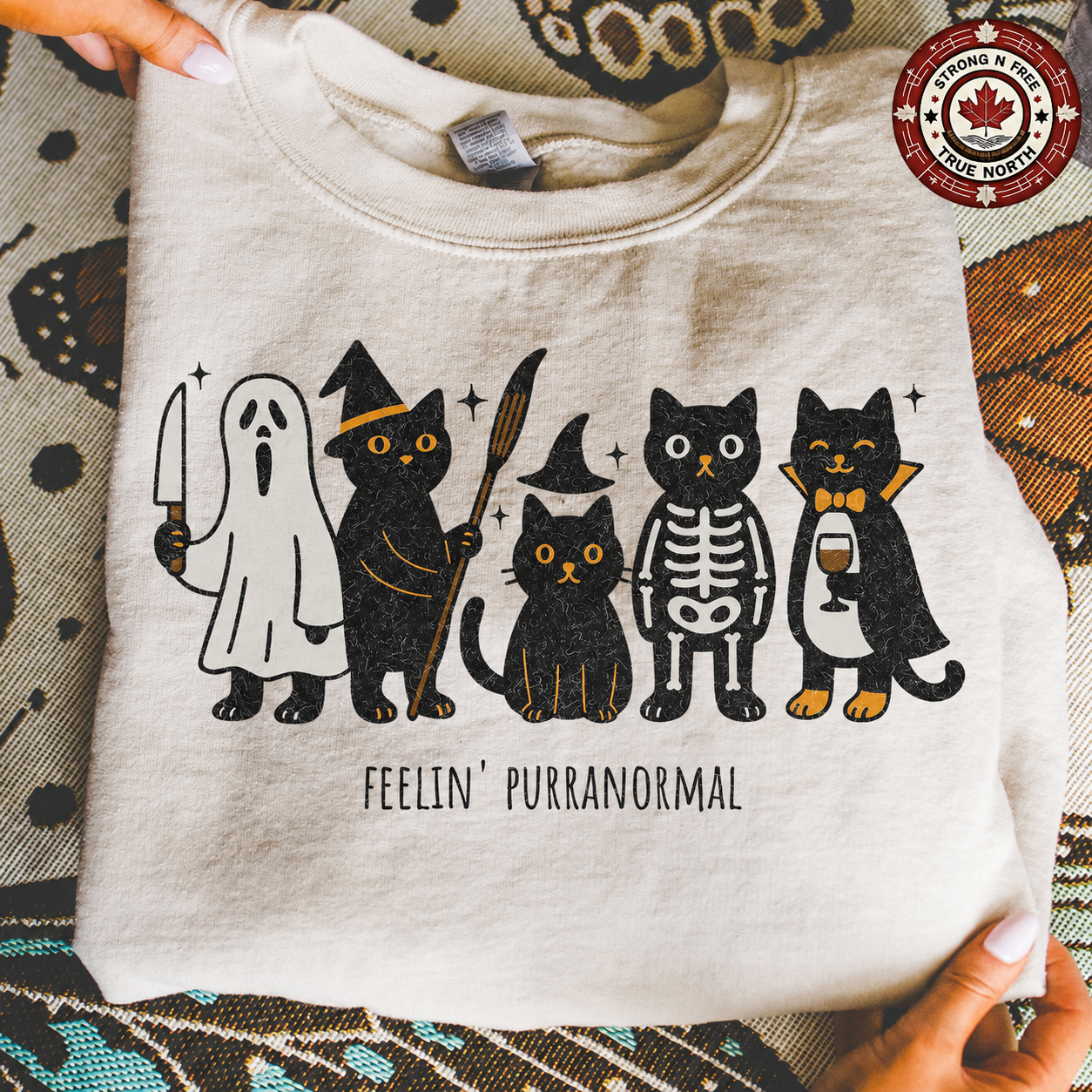Feelin’ Purranormal Halloween cats ready-to-press DTF transfer photo 1