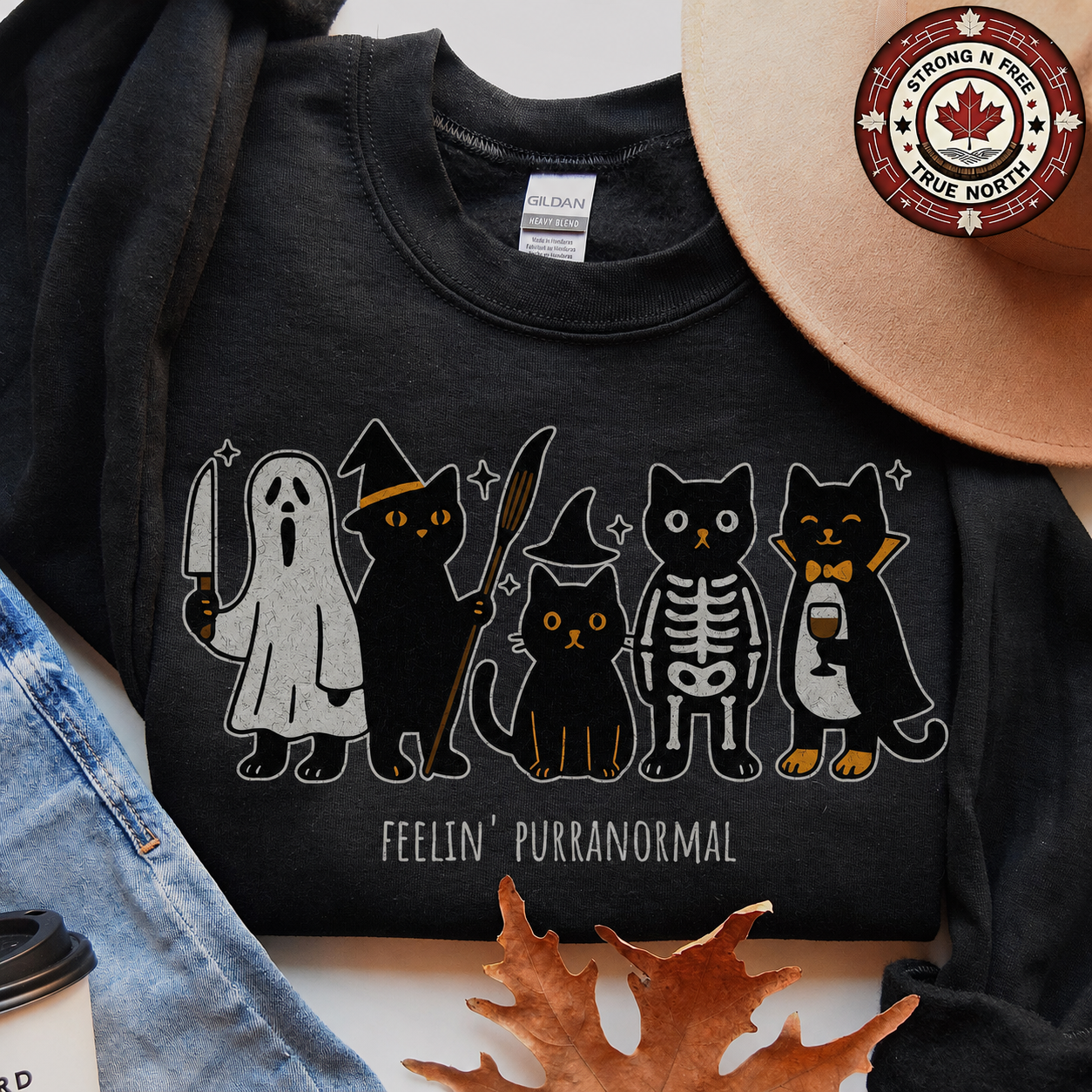 Feelin’ Purranormal Halloween cats ready-to-press DTF transfer photo 2