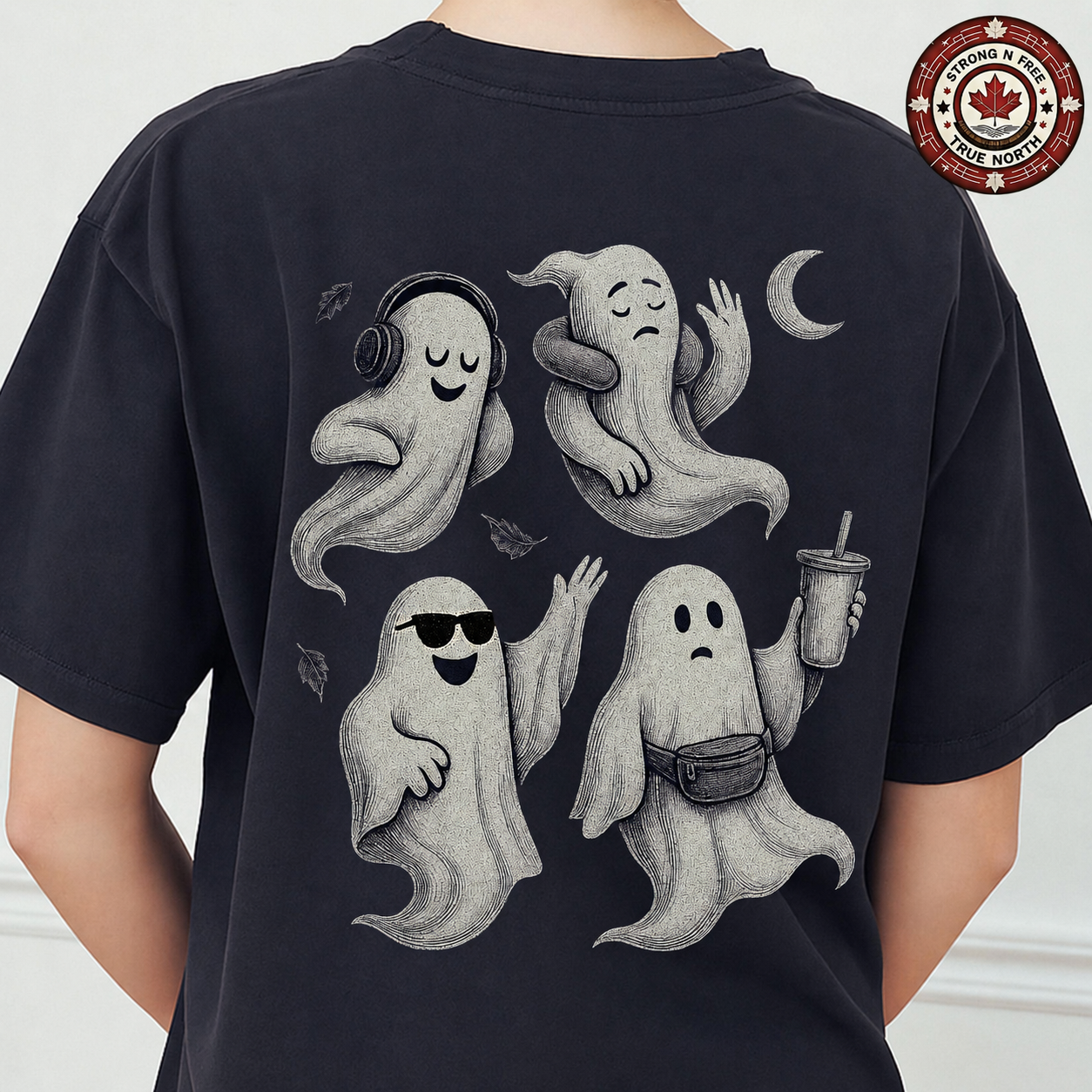 Four ghosts Halloween ready-to-press DTF transfer photo 2