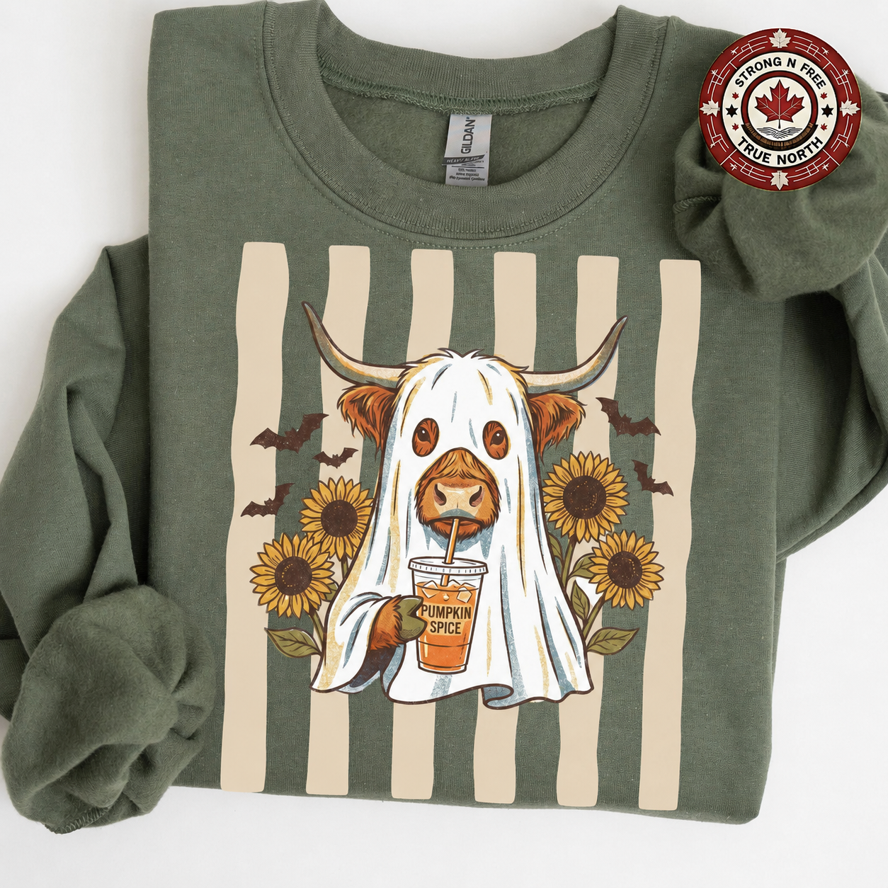 Pumpkin Spice Highland cow ghost ready-to-press DTF transfer photo 3