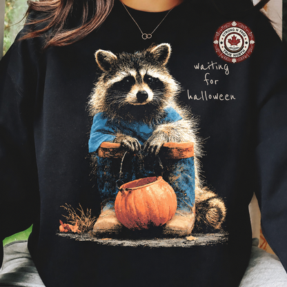 Waiting for Halloween raccoon ready-to-press DTF transfer photo 2