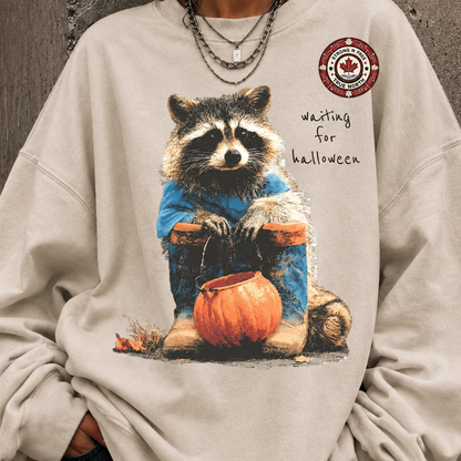 Waiting for Halloween raccoon ready-to-press DTF transfer photo 3