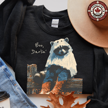 Cute western Halloween raccoon ready-to-press DTF transfer photo 1