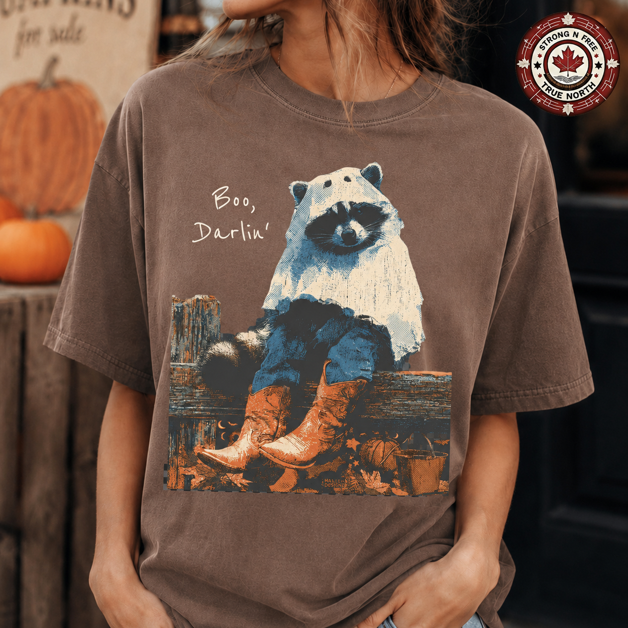 Cute western Halloween raccoon ready-to-press DTF transfer photo 4
