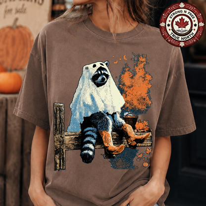 Western raccoon ghost ready-to-press DTF transfer photo 3
