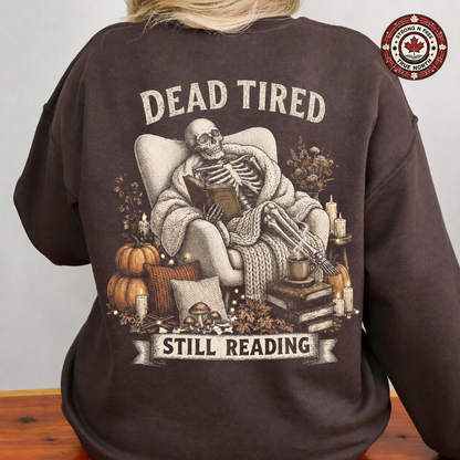 Dead Tired Still Reading skeleton ready-to-press DTF transfer photo 2