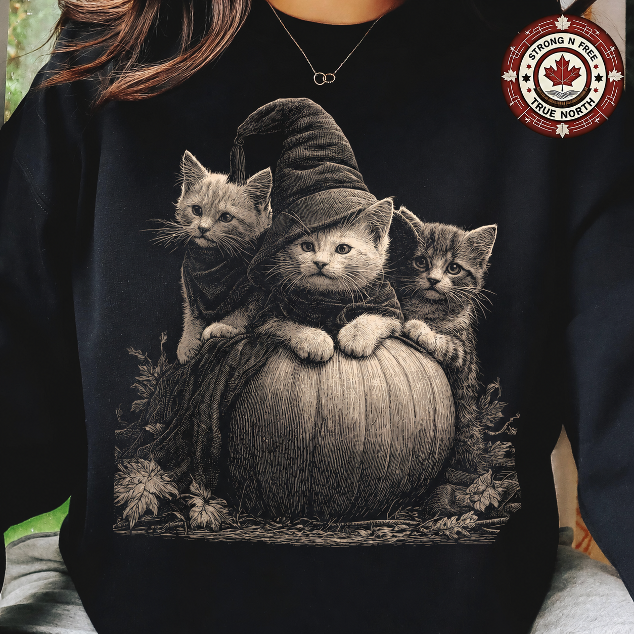 Witch cat kittens and pumpkin ready-to-press DTF transfer photo 2