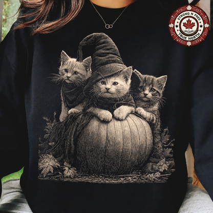 Witch cat kittens and pumpkin ready-to-press DTF transfer photo 2