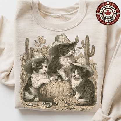 Western Halloween kittens and pumpkin ready-to-press DTF transfer photo 2