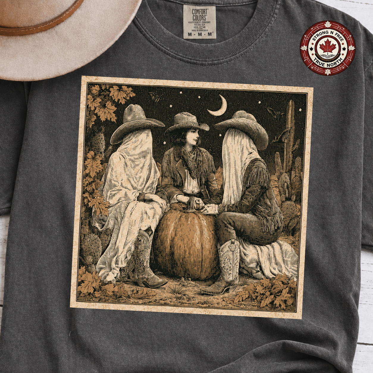 Vintage ghost cowgirl ready-to-press DTF transfer photo 1