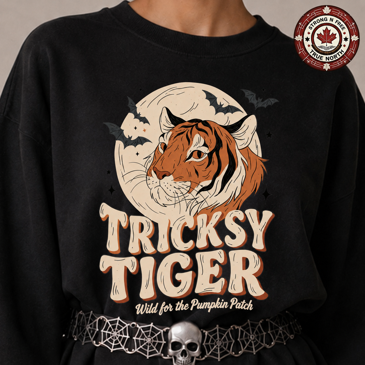 Tricksy Tiger pumpkin patch ready-to-press DTF transfer photo 4