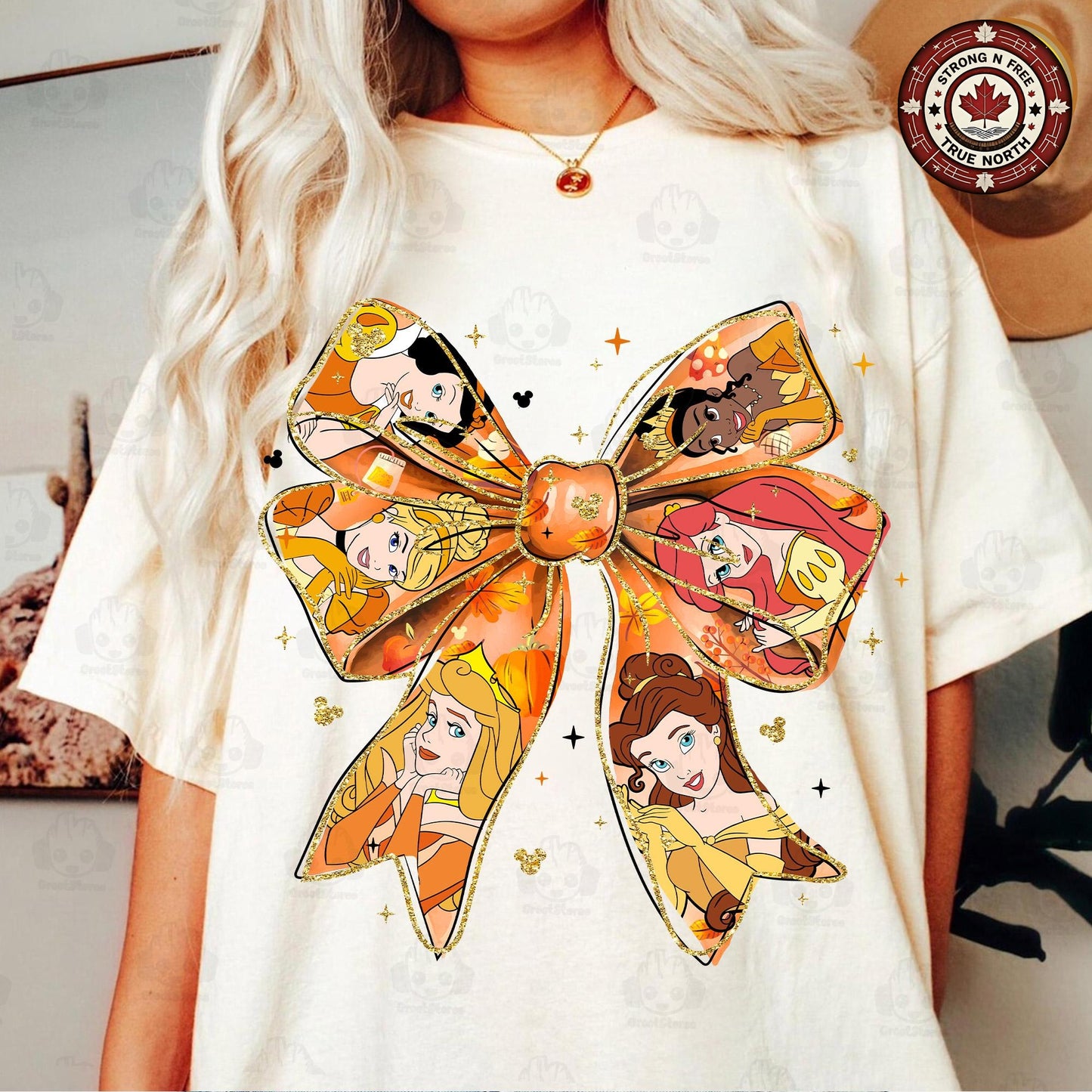 Fall Princess Coquette Bow , Autumn Movie Cartoon Coquette , Princess Pumpkin ready-to-press DTF transfer photo 1