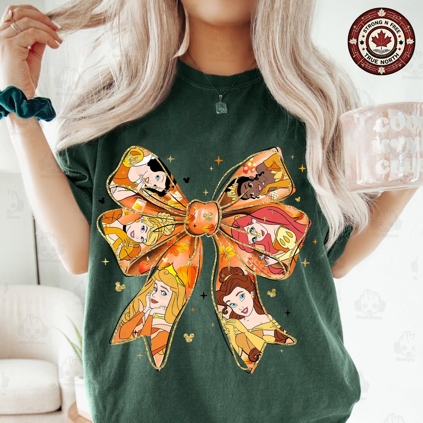 Fall Princess Coquette Bow , Autumn Movie Cartoon Coquette , Princess Pumpkin ready-to-press DTF transfer photo 3