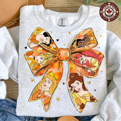 Fall Princess Coquette Bow , Autumn Movie Cartoon Coquette , Princess Pumpkin ready-to-press DTF transfer photo 4