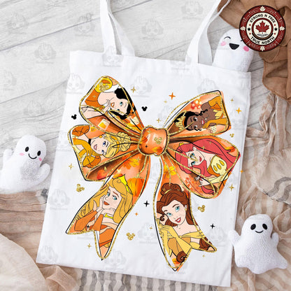 Fall Princess Coquette Bow , Autumn Movie Cartoon Coquette , Princess Pumpkin ready-to-press DTF transfer photo 5