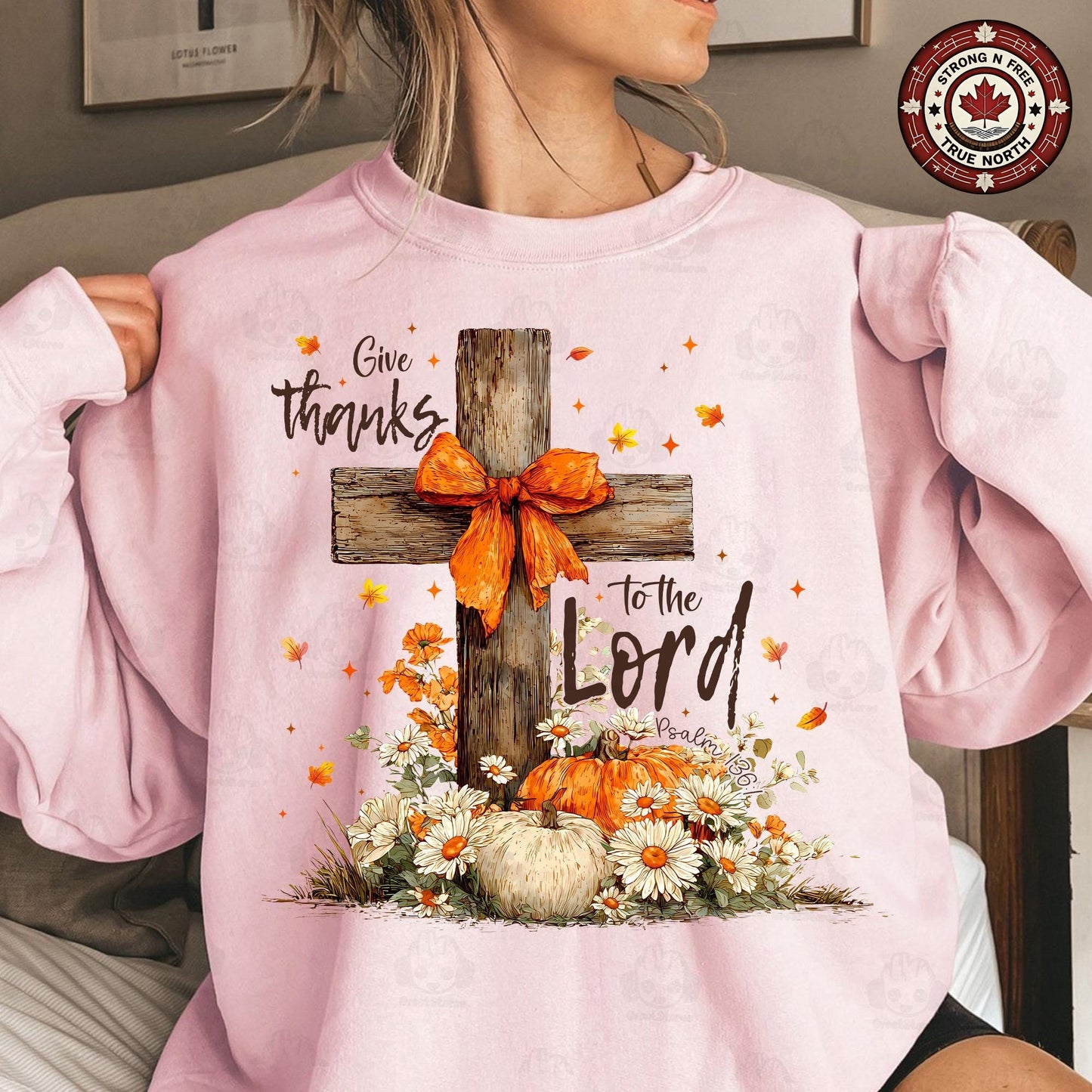 Give Thanks To The Lord , Cross Fall , Retro Autumn , Girly Fall Coquette , ready-to-press DTF transfer photo 2