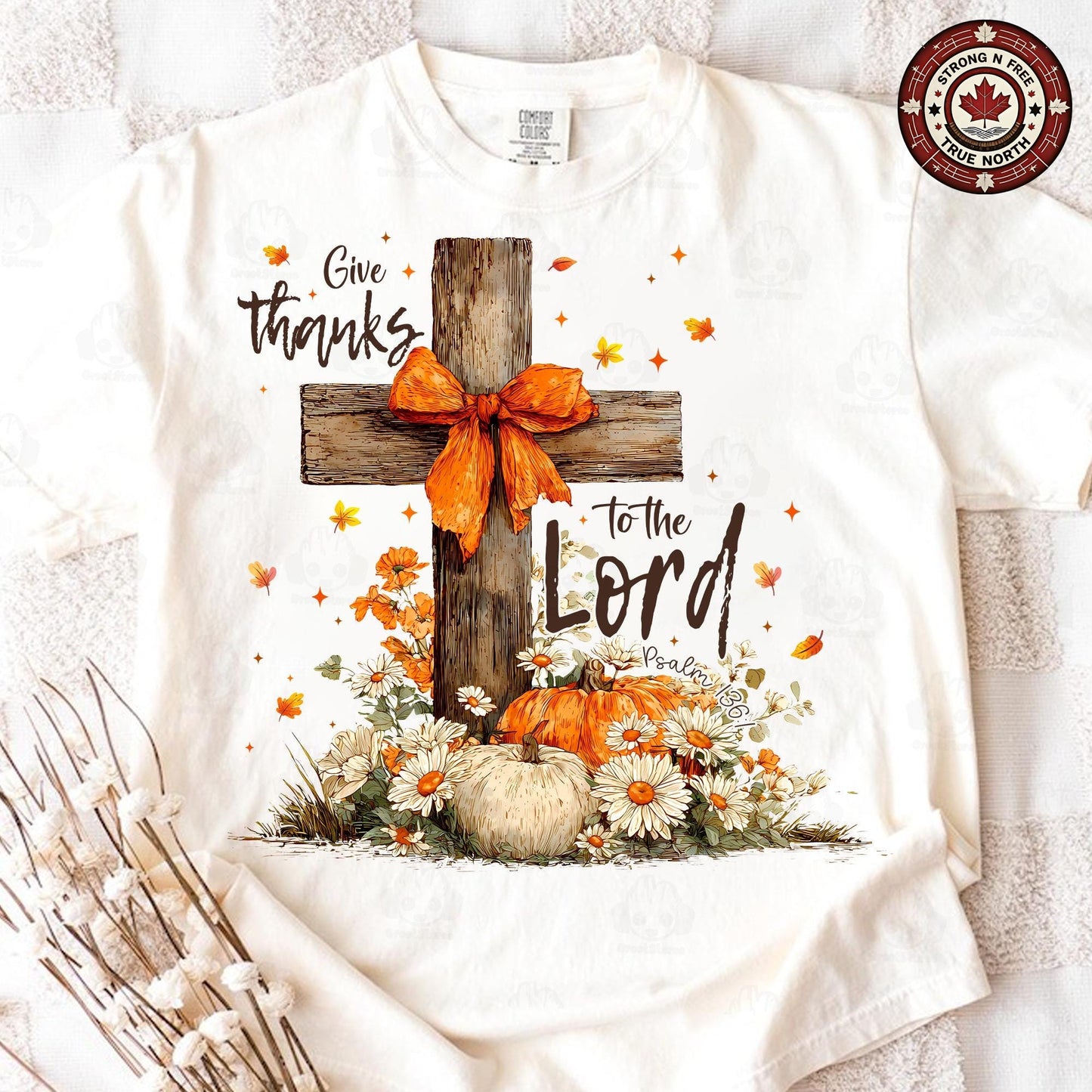 Give Thanks To The Lord , Cross Fall , Retro Autumn , Girly Fall Coquette , ready-to-press DTF transfer photo 3