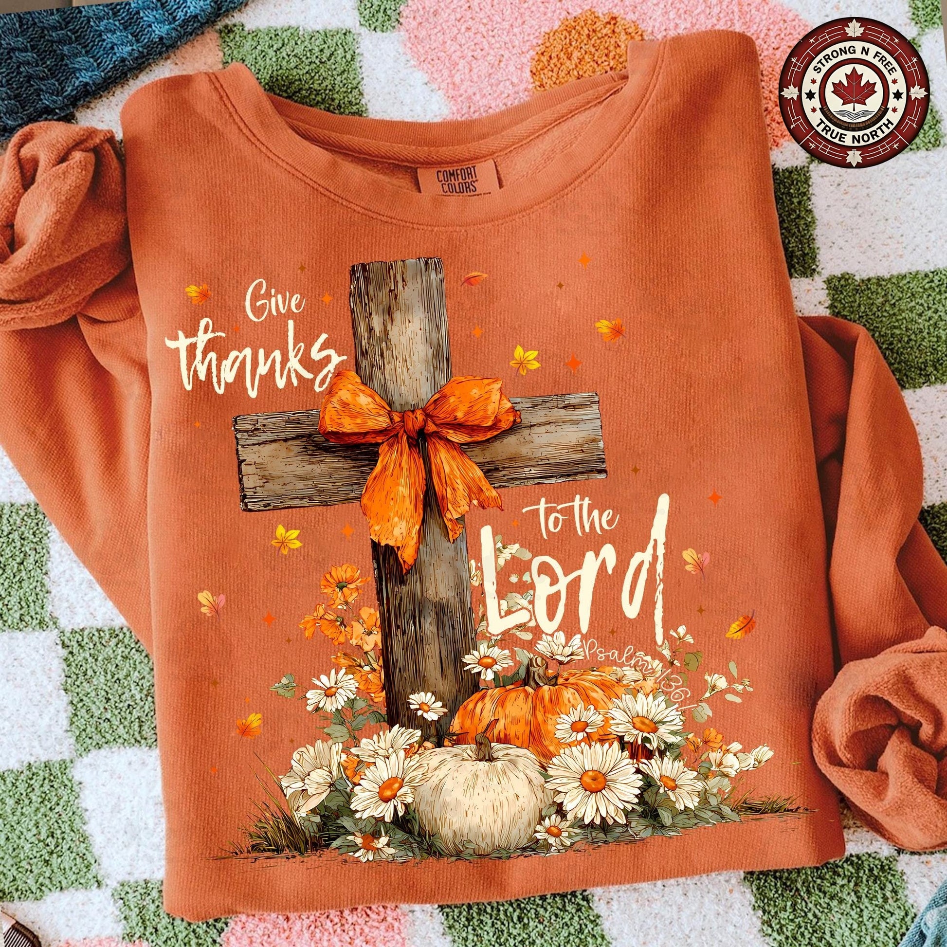 Give Thanks To The Lord , Cross Fall , Retro Autumn , Girly Fall Coquette , ready-to-press DTF transfer photo 4