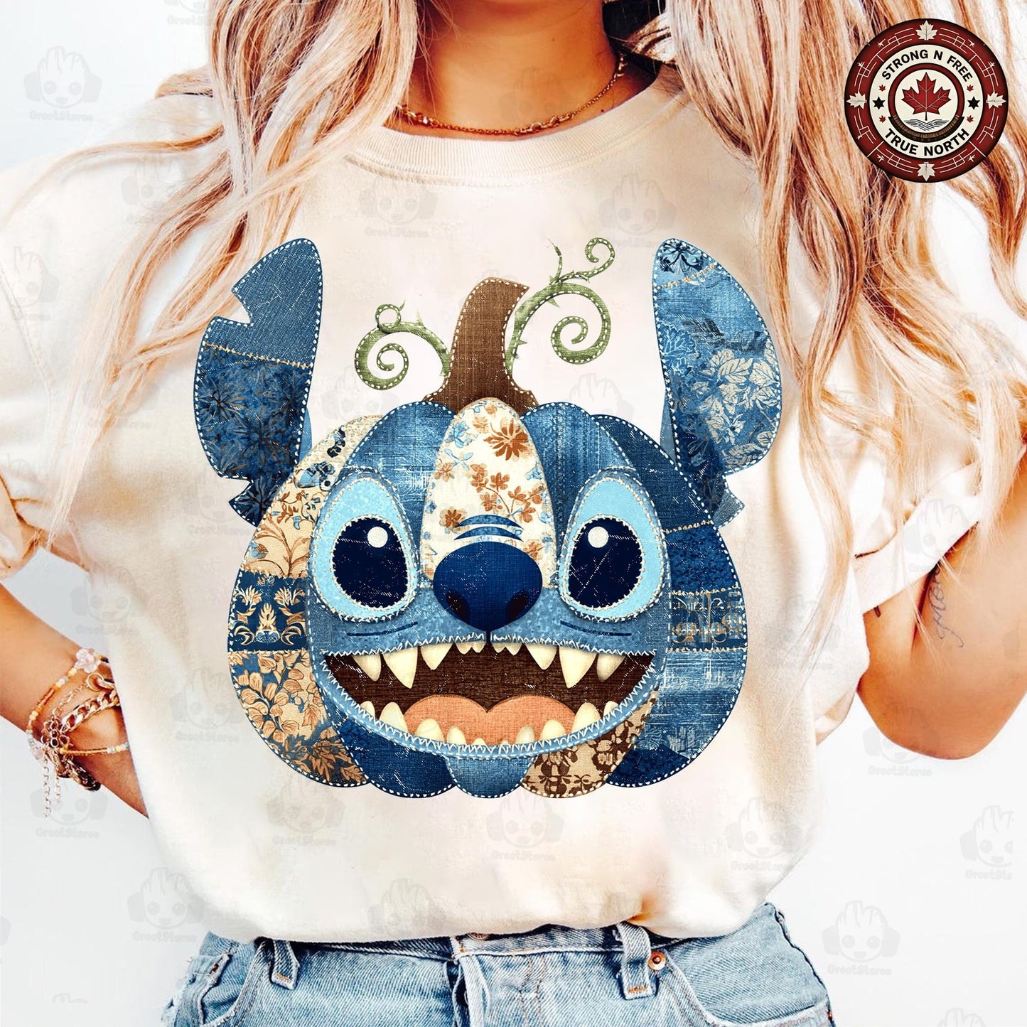 Retro Blue Alien Cartoon Pumpkin , Preppy Fall Floral Movie Character Pumpkin ready-to-press DTF transfer photo 2