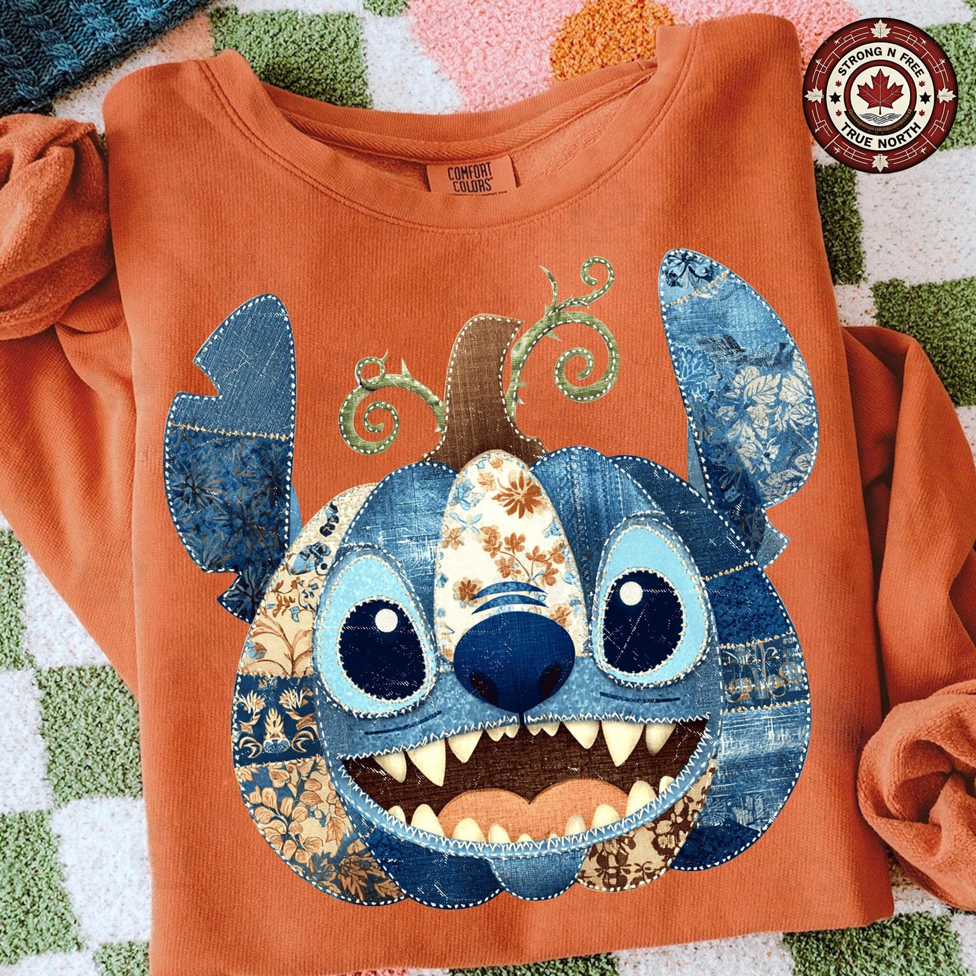 Retro Blue Alien Cartoon Pumpkin , Preppy Fall Floral Movie Character Pumpkin ready-to-press DTF transfer photo 3