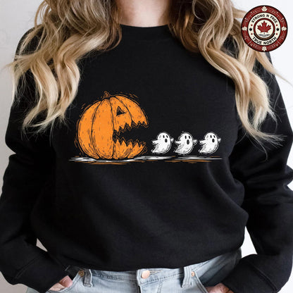Trendy Halloween Pumpkin Chasing Ghost , Halloween Costume , Spooky Season , ready-to-press DTF transfer photo 3