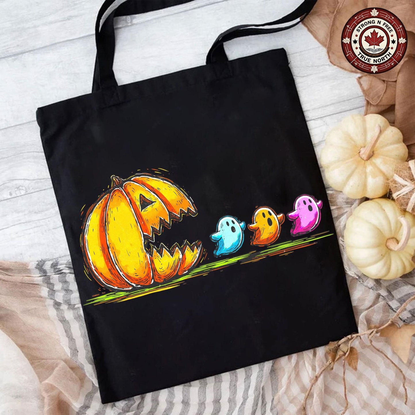 Retro Halloween Pumpkin Chasing Ghost , Neon Halloween , Spooky Season , Fall ready-to-press DTF transfer photo 5