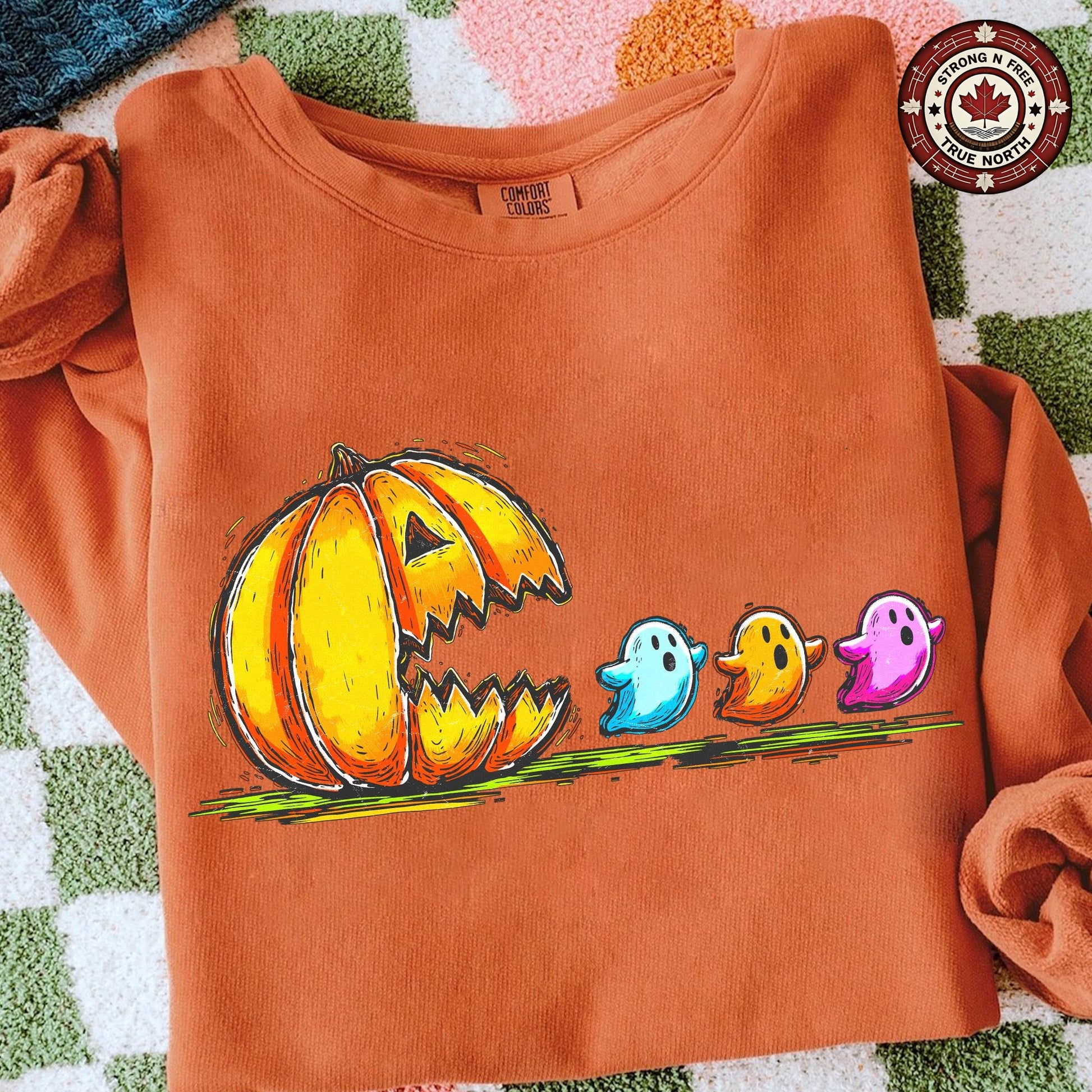 Retro Halloween Pumpkin Chasing Ghost , Neon Halloween , Spooky Season , Fall ready-to-press DTF transfer photo 6