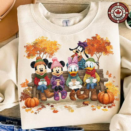 Trendy Halloween Cartoon Mouse And Friends , Retro Fall Pumpkin , Autumn ready-to-press DTF transfer photo 1
