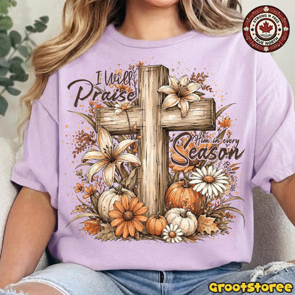 Retro Autumn Christian , Fall Cross Floral Design, Christian Coquette Pumpkin ready-to-press DTF transfer photo 5
